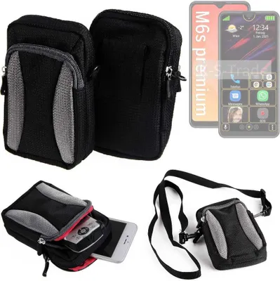 Produktbild von K-S-Trade Holster Schutz Hülle kompatibel mit Bea-fon M6s plus premium Handy Hülle Gürteltasche Umhängetasche mit Zusatzfach schwarz
