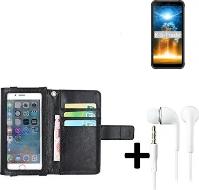 Produktbild von K-S-Trade Handyhülle + Kopfhörer kompatibel mit Blackview BV6300 Pro Schutzhülle Case mit Displayschutz / Schutzfolie schwarz + Kopfhörer Flip