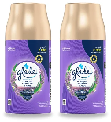 Imagen del producto de 2 unidades de recambio para ambientador automático Glade - Aroma Tranquil Lavender & Aloe - 269 g - Paquete ahorro