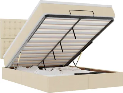 Produktbild von vidaXL Ottoman-Bett mit Matratze Creme 140x190 cm Stoff