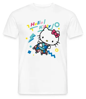 Produktbild von Spreadshirt Hello Kitty 90er Stil Mit Rollschuhen Männer T-Shirt, L, Weiß