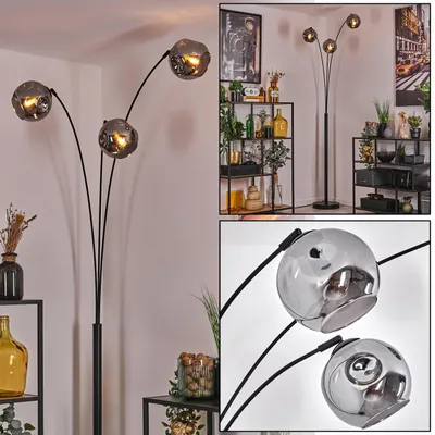 Produktbild von Villamare Stehlampe aus Metall/Glas in Schwarz/Rauchfarben