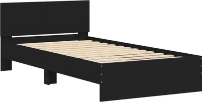Produktbild von Bettgestell mit Kopfteil Schwarz 100x200 cm Holzwerkstoff