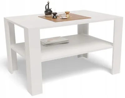 Produktbild von MATKAM Moderner Couchtisch B100 x T68 x H60 cm, Minimalistisches Design für Ihr Zuhause, Hochwertige Verarbeitung, einfache Montage (Weiß)
