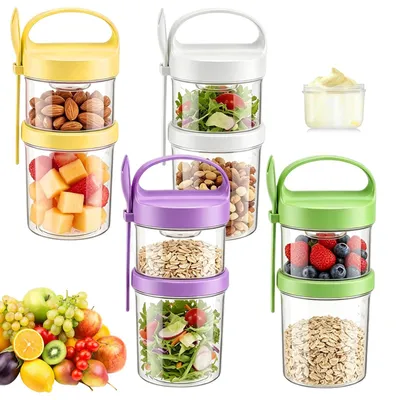 Müslibecher to go 4er-Set, 560+360 ml, auslaufsicher, mit Löffel