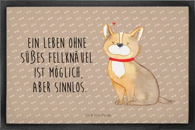 Produktbild von Mr. & Mrs. Panda Bodenvorleger Hund Glück 40 x 60 cm - Hundeglück - Geschenk, Schmutzfangmatte, fußmatte, Gummimatte, Süß, Herz, Fußabstreifer, Liebe, Sprüche, Corgie