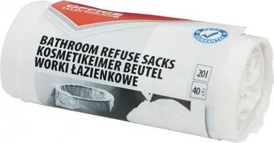 Obrázek produktu pro Různé Odpadkové Koše, Kancelářské Výrobky, Do Koupelny, Standardní (Hdpe), 20 L, 40 Ks, Bílý