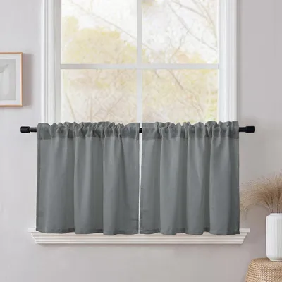 Semi-transparente Bistrogardinen, 2er-Set, 90x60 cm, Grau