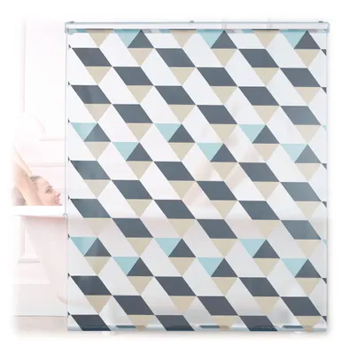 Produktbild von Duschvorhang, 140 x 240 cm, Dreiecksmuster, Kordelzug, flexible Befestigung, für Bad und Fenster, farbig