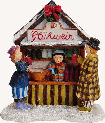 Miniatur Weihnachtsfiguren Glühweinstand aus Poly (B/H/T) 6x8x5 cm
