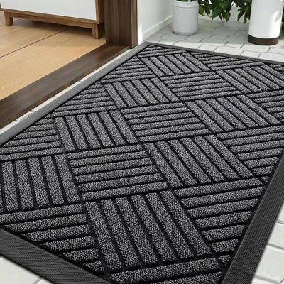 Produktbild von Fußmatte Grau Dunkelgrau 43 x 75 cm Schmutzfangmatte Waschbar Rechteckig