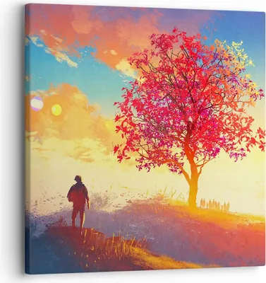 Produktbild von Bild auf Leinwand - Leinwandbild - Baum Wiese Feld - 30x30cm - Wand Bild - Wanddeko - Wandbilder - Leinwanddruck - Bilder - Kunstdruck - Wanddekoration - Leinwand bilder - Wandkunst - AC30x30-3715