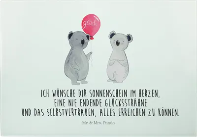 Produktbild von Mr. & Mrs. Panda schneidbrett Koala Luftballon - Weiß - Geschenk, Glas-Schneidebrett, Schneidebrett, Hackbrett, Party, Frühstücksbrett, Glasschneidebrett, Glas