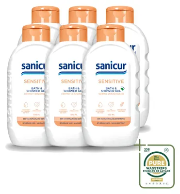 Obrázek produktu pro 6 kusů sprchového gelu Sanicur Sensitive pro koupel a sprchu - 300 ml - balení