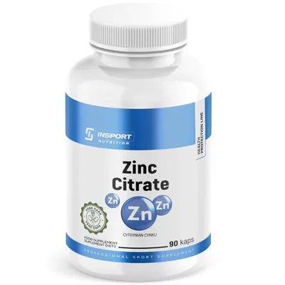 Produktbild von Zinkcitrat 90 Kapseln | 15 mg Zink pro Portion | Nahrungsergänzung | Insport Nutrition