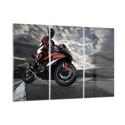 Produktbild von Bilder auf glas - Sport Rennen Motorrad Reise - 105x70cm - Glasbilder - Wandbilder - Kunstdruck - zum Aufhängen bereit - Wanddekoration aus Glas - Glas Bilder - Wandbild auf Glas - GCE105x70-2542