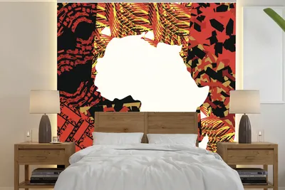 Produktbild von Afrika-Kaart-Fotobehang mit traditionellen Mustern - Breite 220 cm x Höhe 220 cm