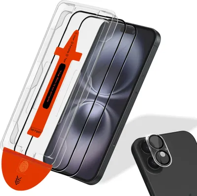 Produktbild von 2-Pack iPhone 16 Plus Displayschutz & 1-Pack Linsenschutz - Gehärtetes Glas | [Automatische Installation] - Blasenfrei