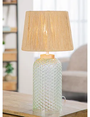 Produktbild von Gilde Tischleuchte, zylindrisch, Alveare, Glas, grün, VE 1, D. 28 cm Höhe: 48.00 cm Durchmesser: 28.00 cm 58261