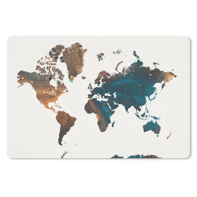 Produktbild von MuchoWow® Schreibtischunterlage Weltkarte - Blau - Farbe 60x40 cm - XXL Mauspad - Großes Mauspad