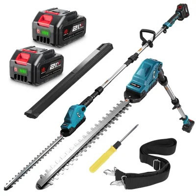 Produktbild von Akku-Heckenschere mit Teleskopstange 3000 U/min, 600W,270cm Reichweite,6mm Schnittstärke,mit 2akku,52cm Doppelklinge,90° drehbarer Kopf für Garten