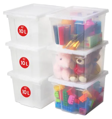 Produktbild von Iris Ohyama Vielseitige Aufbewahrungsbox mit Deckel, Stapelboxen, 10L, 6er-Set,
