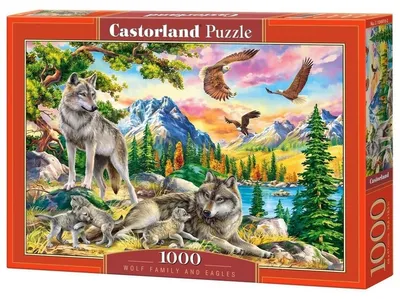 Image de Puzzle 1000 pièces Famille de loups et aigle 104970 Castorland