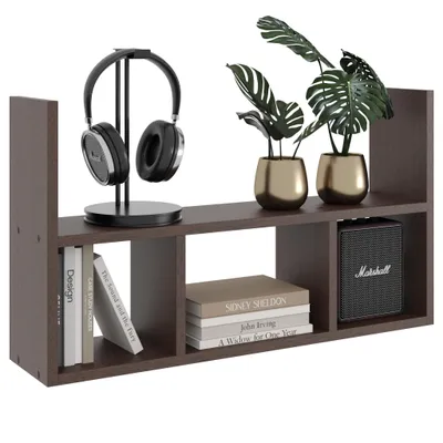 Produktbild von Wandregal Wenge – modernes Hängeregal Bücherregal 2 Ebenen, Regal zur Wandmontage 78,6 cm für Wohnzimmer, Büro, Kinderzimmer