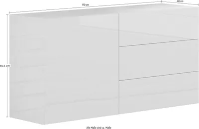 Obrázek produktu pro Kommode >Mercogliano< in Weiß Hochglanz - 110x60.5x40cm (BxHxT)