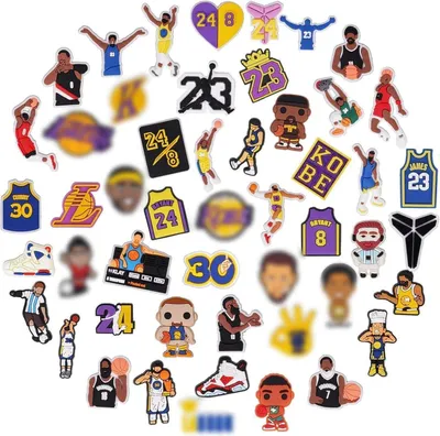 Obrázek produktu pro 50 kusů dekorativních ozdob "Schuh-Charms" z PVC, vhodné pro dětské sandály, náramky, pro chlapce i dívky, motiv basketbal