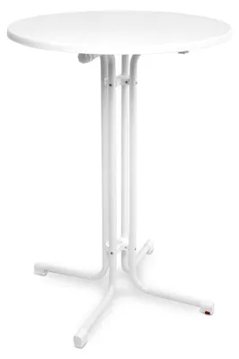 Immagine prodotto di Tavolo alto da esterno Beautissu Sylt, pieghevole, regolabile in altezza, Ø 80 cm, bianco