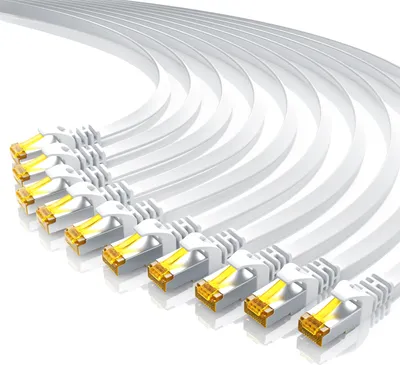 Immagine prodotto di Primewire 10x cavo LAN CAT.7, RJ-45 (Ethernet), CAT 7 nastro piatto U/FTP Cavo di rete Gigabit 10 Gbit/s cavo patch - 0,25 m