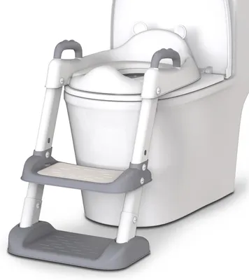 Produktbild von Kindertoilettensitz mit Trittleiter, für Toilettentraining, mit Sicherheitsgriff und Spritzschutz