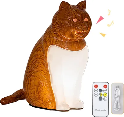 Obrázek produktu pro Kočičí dekorativní noční světlo USB Cute Cat Figurine Ornament Bedside Lamp s dálkovým ovladačem pro ložnici