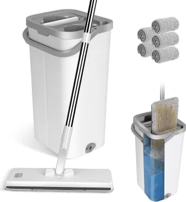 Obrázek produktu pro Sada mopu Masthome s kbelíkem a 5 podložkami z mikrovlákna