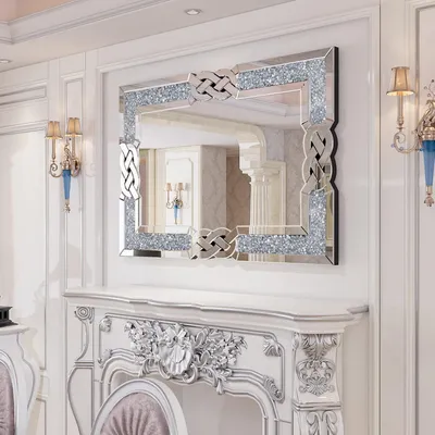 Immagine prodotto di Vrygle Specchio da Parete in Cristallo 100×70 cm: Specchio Grande per Soggiorno con Cornice, Specchio Decorativo Moderno HD Argento per Soggi