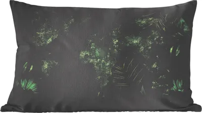 Produktbild von MuchoWow® Zierkissen Sofakissen Wohnzimmer Dekokissen 50x30 cm Weltkarte - Grün - Blätter - Wohnzimmerdekoration - Polster mit Photo