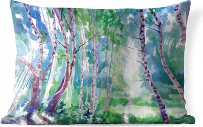 Produktbild von MuchoWow® Outdoor Kissen - Bäume - Farben - Sommer - 50x30 cm - Wetterfest - Lounge Kissen - Sofa kissen - Wohnzimmer Dekoration