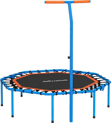 Zdjęcie produktu dla Trampolina fitness z regulowanym uchwytem, stalowa, do użytku wewnątrz pomieszczeń