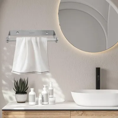 Produktbild von Küchenrollenhalter Wandmontage Edelstahl 28 cm - Papierhandtuchhalter Wand Küche Badezimmer Waschküche Silber