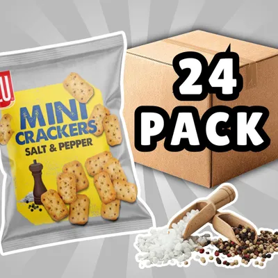Productafbeelding van 24x LU Mini Crackers Zout & Peper – Knapperige mini-crackers met zout en peper, voordeelverpakking + Heartforcards® verzendbescherming