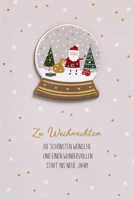 Produktbild von Weihnachten Feelings Collection unverpackte Weihnachtskarten mit Briefumschlag Schneekugel Weihnachtsmann die schönsten Wünsche