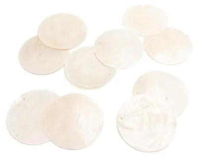 Produktbild von Vintageparts Capiz Muschelscheiben rund in cremeweiß 50 mm, 10 Stück
