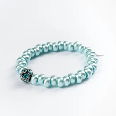 Immagine prodotto di Bracciale da donna Stephisimo con perle di vetro color acquamarina