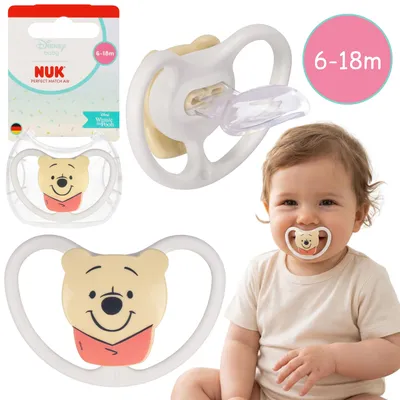 Produktbild von NUK DISNEY Winnie Puuh Air Beruhigungssauger, kiefergerecht, aus Silikon, für Babys 6–18 Monate, mit Etui