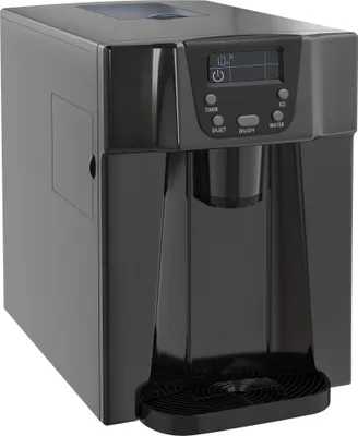 Image de HOMCOM Machine à glaçons avec distributeur d'eau, 12kg en 24h, 9 glaçons en 6-10 minutes, ice maker portable, taille de glaçon réglable, minuterie, pour maison, cuisine, bureau, bar, noir