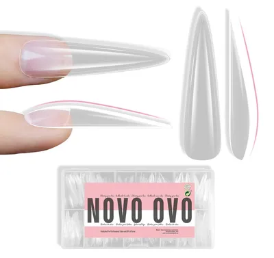 Image de Conseils d'ongles en gel souple, forme stiletto XXL, amande, 300 pièces, transparent, 15 tailles