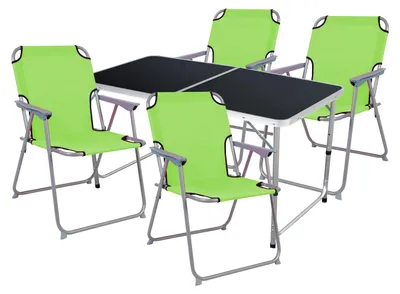 Image de set de 5 meubles de camping Black Alu 120x60x58/70cm vert lime