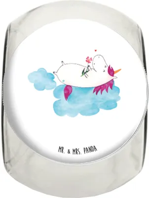 Produktbild von Mr. & Mrs. Panda Teedose Einhorn Verliebt L 870ml - Weiß - Geschenk, Bonboniere, Unicorn, Einhörner, Bonbonglas, Vorratsdose, Glas, Wolke, glasbehälter, aufbewahrungsglas
