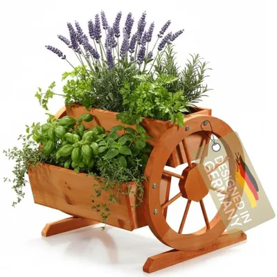 Image de Jardiniera en bois sur roulettes, 44 x 42 x 40 cm